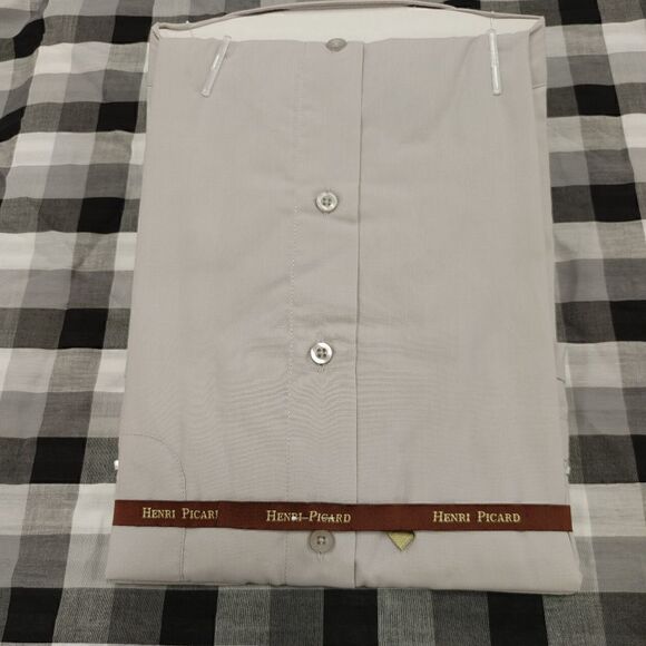 HENRI PICARD BY DON JONATHAN SILVER DRESS SHIRT. - Picture 2 of 3